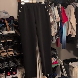 Emily Daniels Black Women's Pants with Button Detail